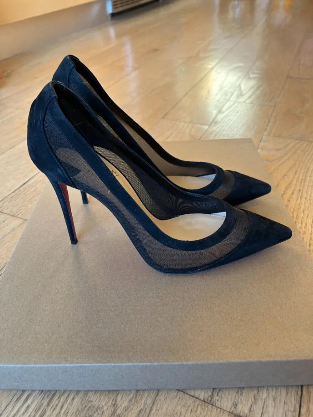 Christian Louboutin Galaviti 100 Suede and Mesh Pumps, 38.5
